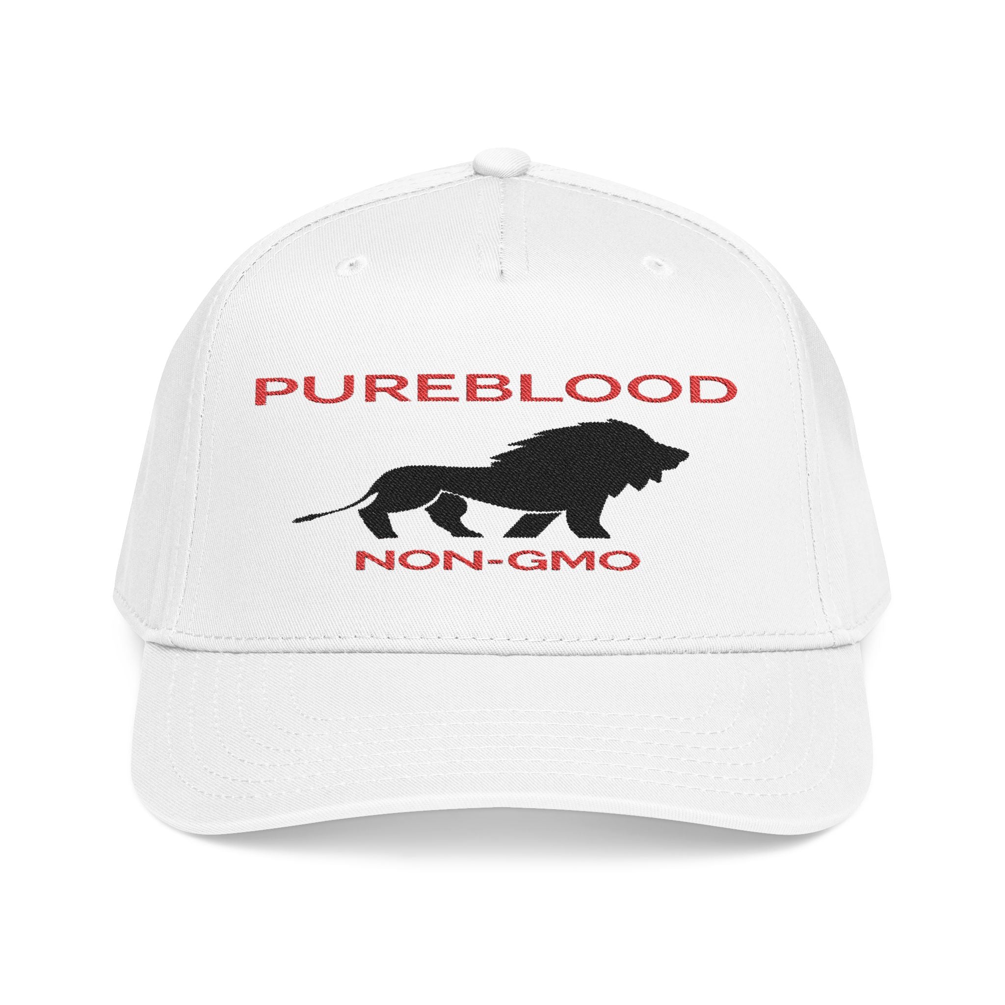 PUREBLOOD NON-GMO Lion — Embroidered OTTO Mid Profile Cap (White)