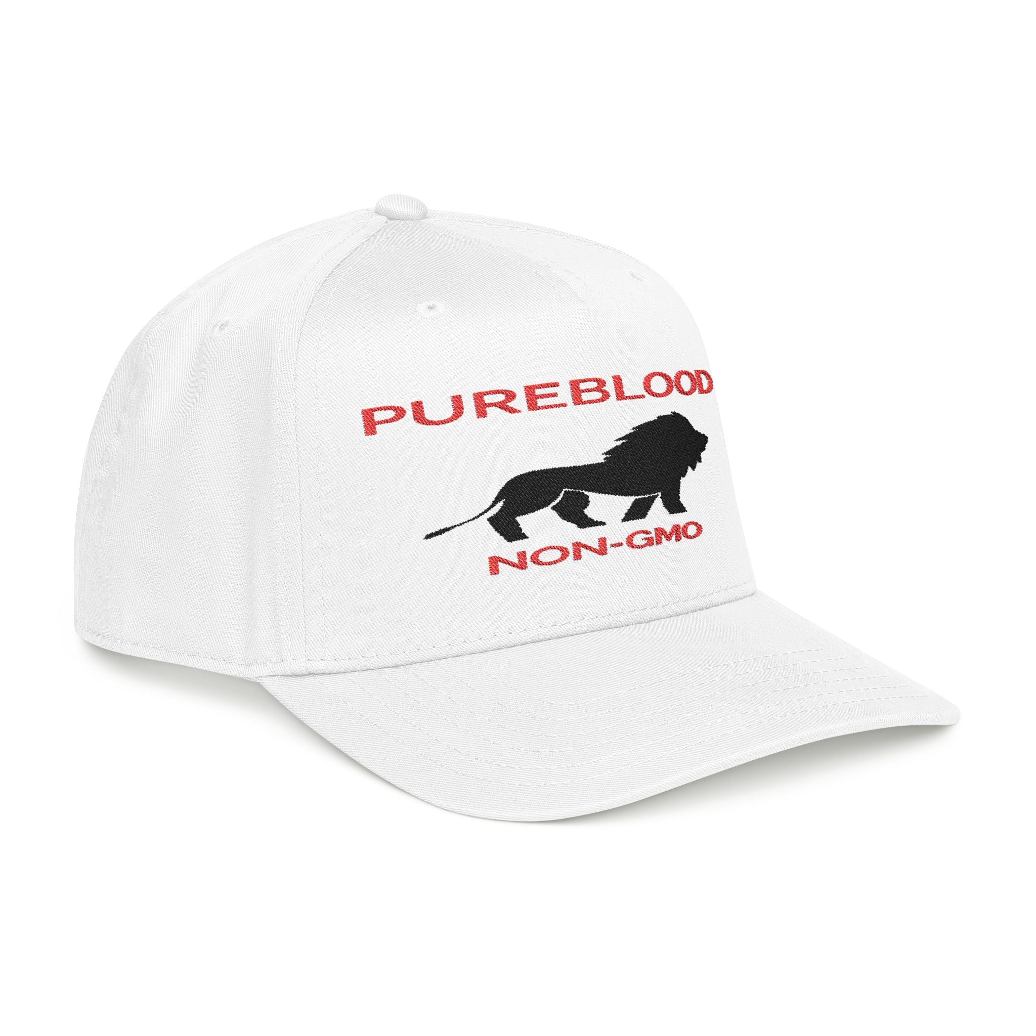 PUREBLOOD NON-GMO Lion — Embroidered OTTO Mid Profile Cap (White)