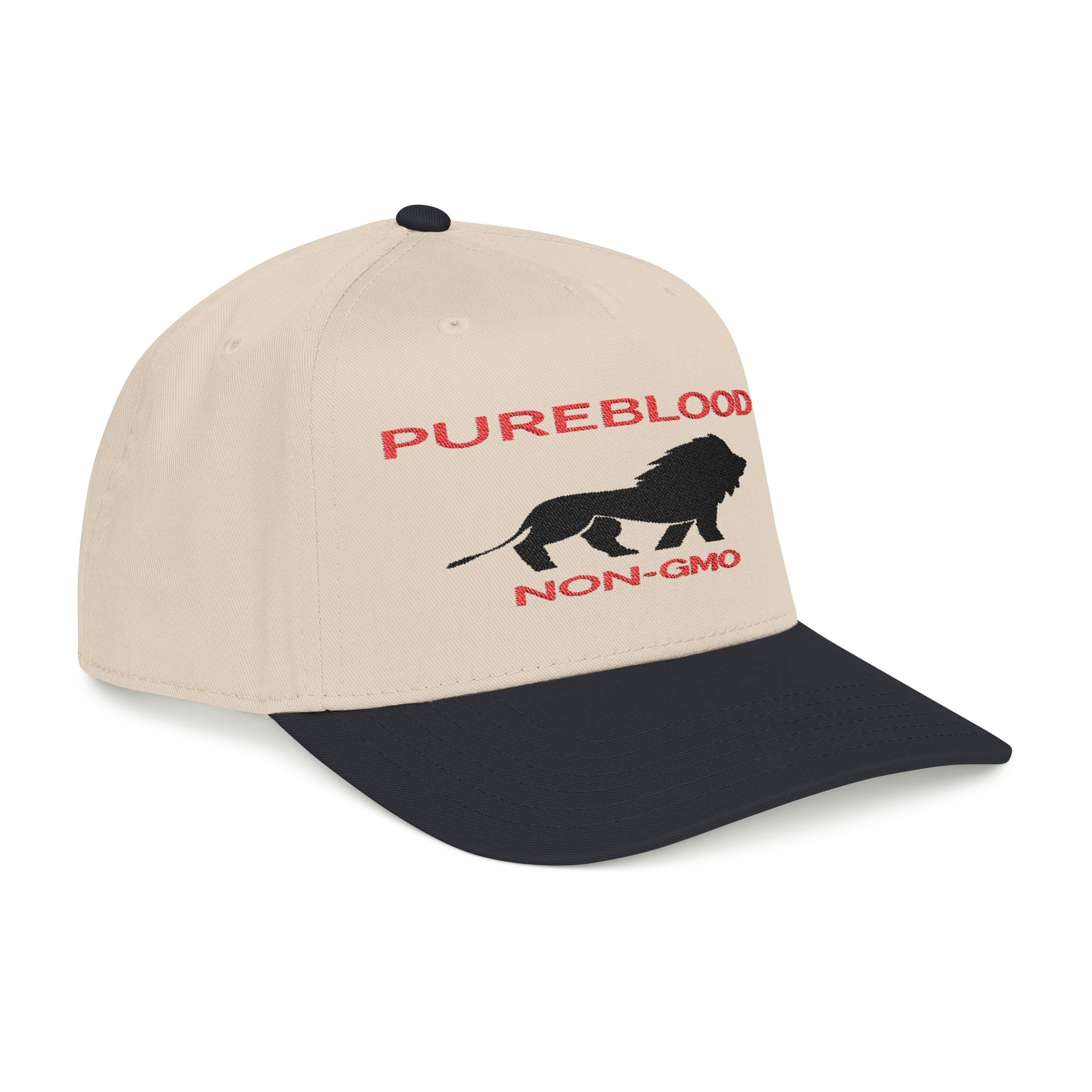 PUREBLOOD NON-GMO Lion — Embroidered OTTO Mid Profile Cap (White)
