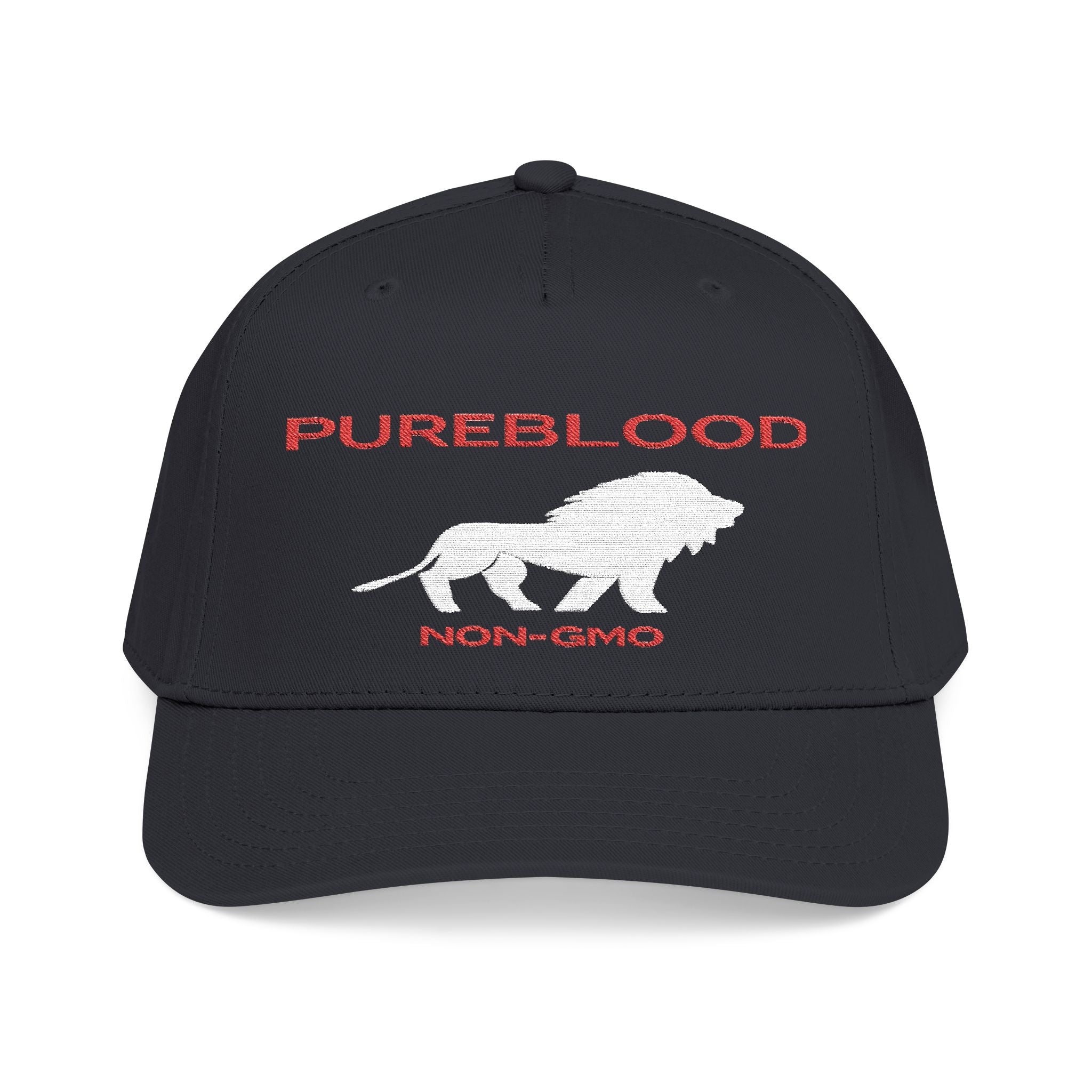 Pureblood White Lion — Embroidered Mid Profile Baseball Cap (Black)