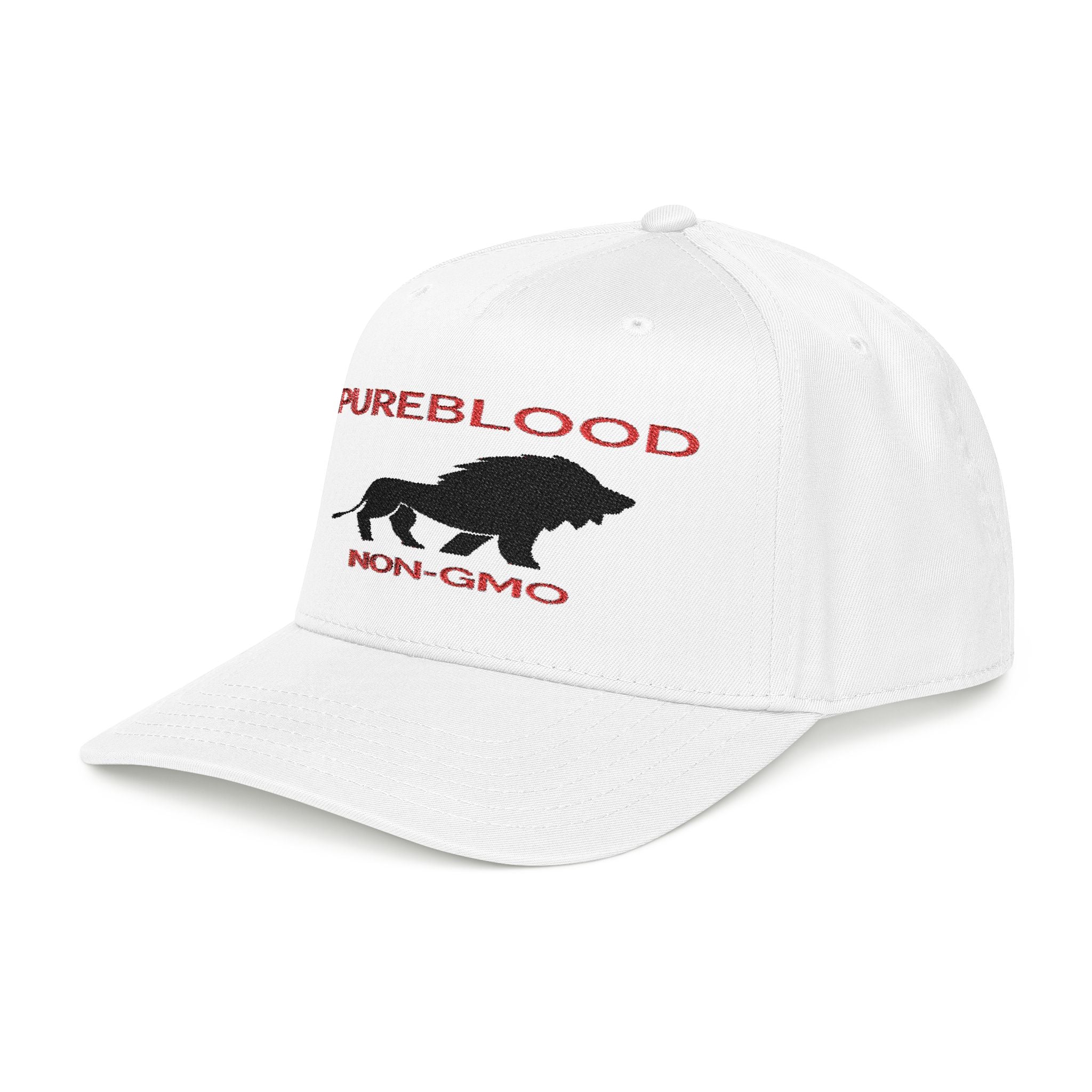PUREBLOOD NON-GMO Lion — Embroidered OTTO Mid Profile Cap (White)