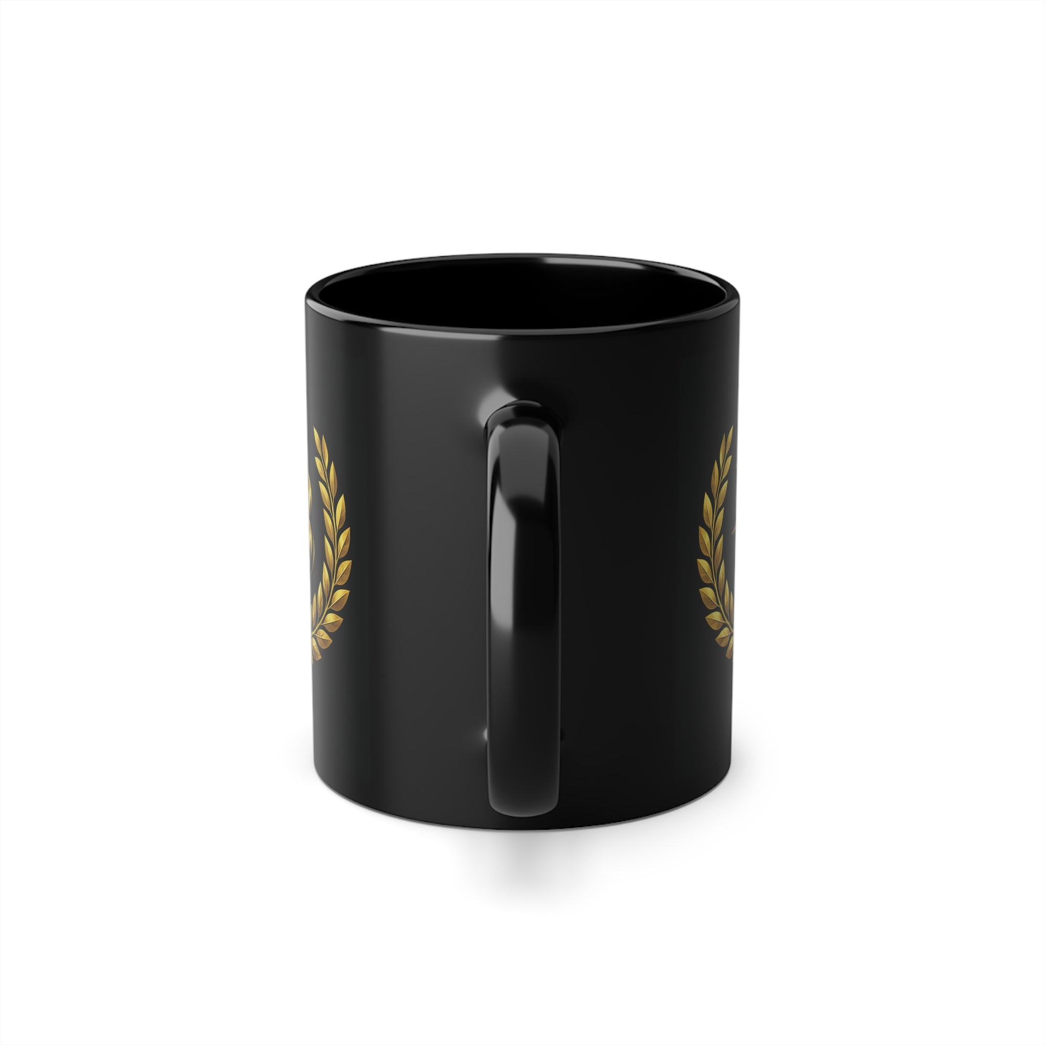 Black 11 oz Coffee Mug – Gold PB Laurel Crown Crest