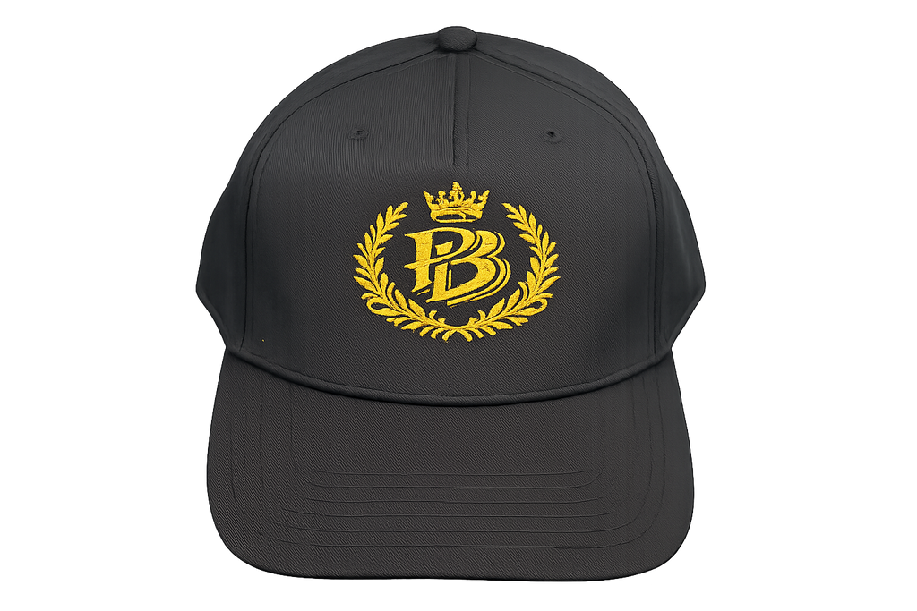 PB Crown Laurel Premium Embroidered Hat – Black & Gold Edition
