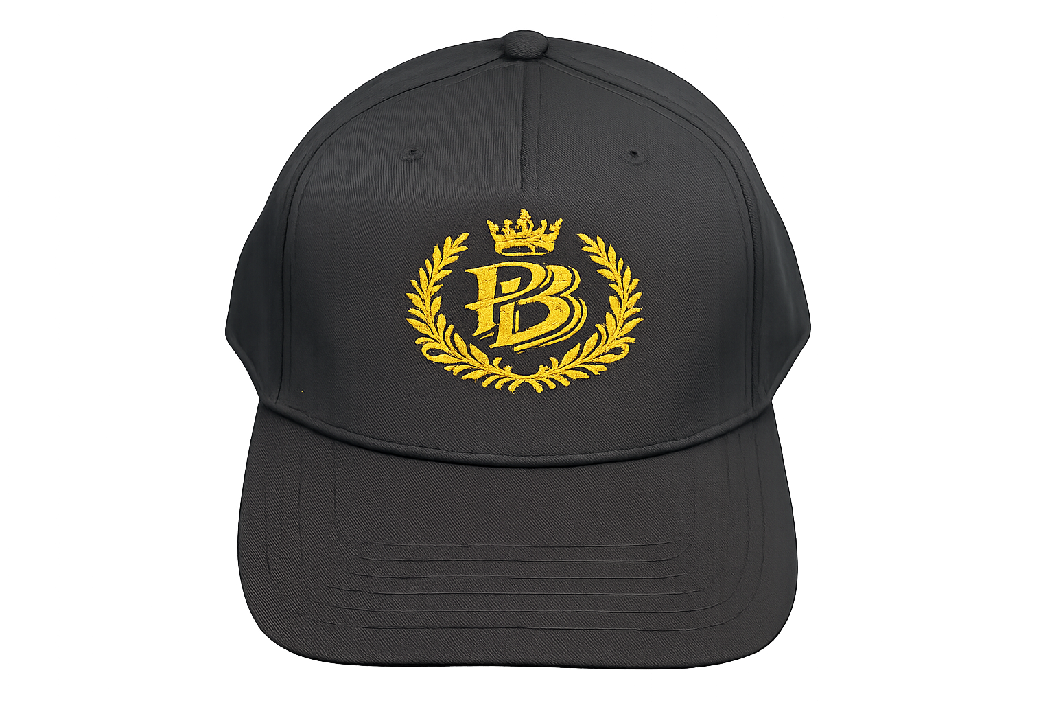 PB Crown Laurel Premium Embroidered Hat – Black & Gold Edition