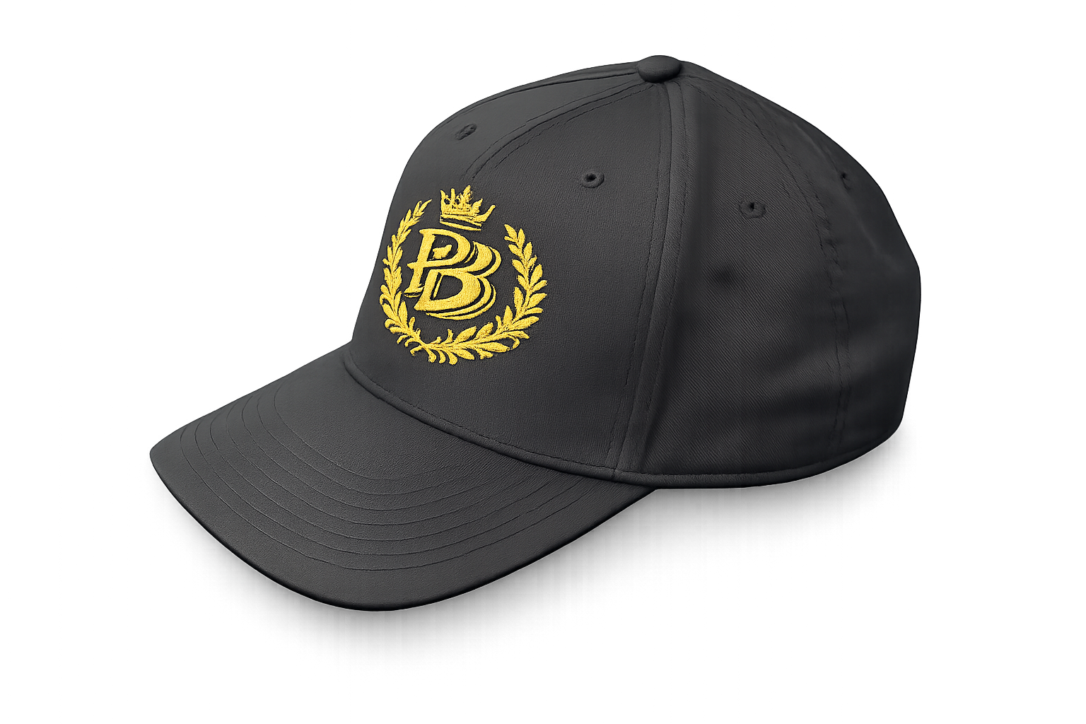 PB Crown Laurel Premium Embroidered Hat – Black & Gold Edition