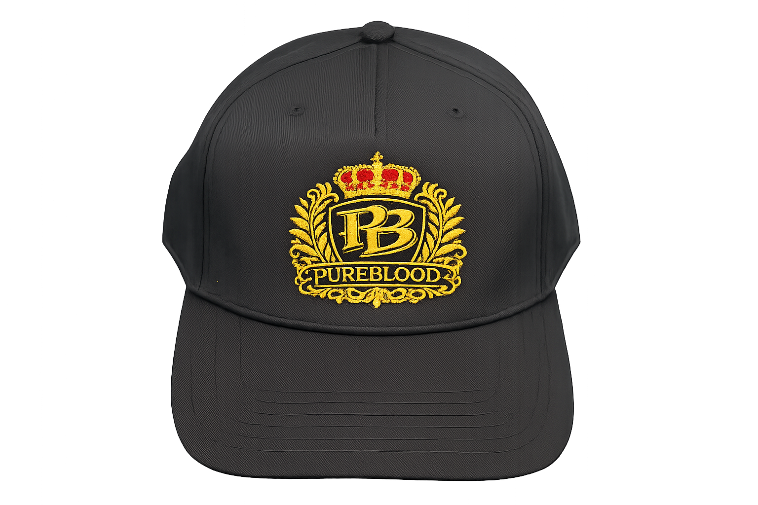 PureBlood Crown Crest Premium Embroidered Hat – Black & Gold Royal Edition