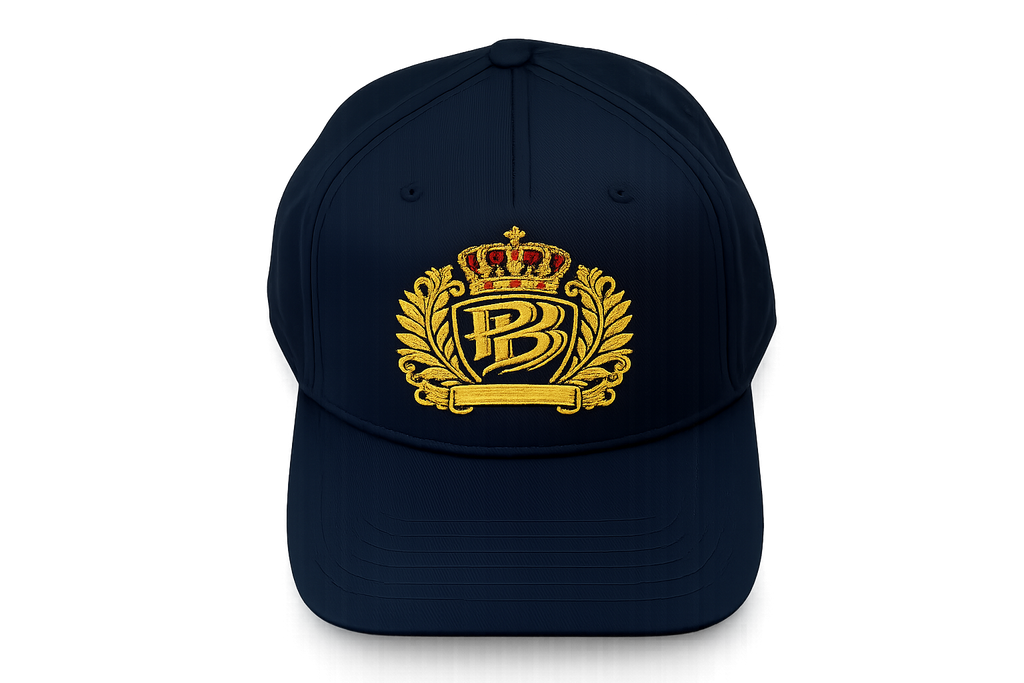 PB Crown Crest Premium Embroidered Hat – Black & Gold Luxury Edition