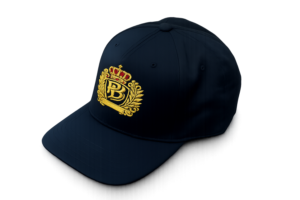 PB Crown Crest Premium Embroidered Hat – Black & Gold Luxury Edition