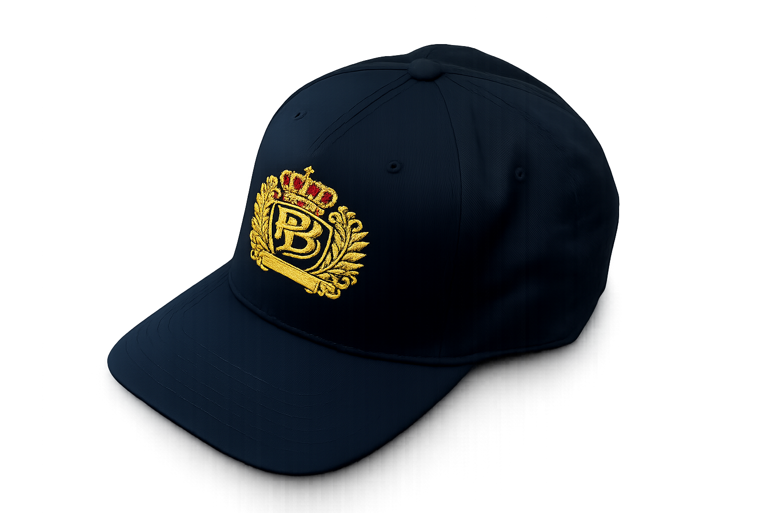 PB Crown Crest Premium Embroidered Hat – Black & Gold Luxury Edition