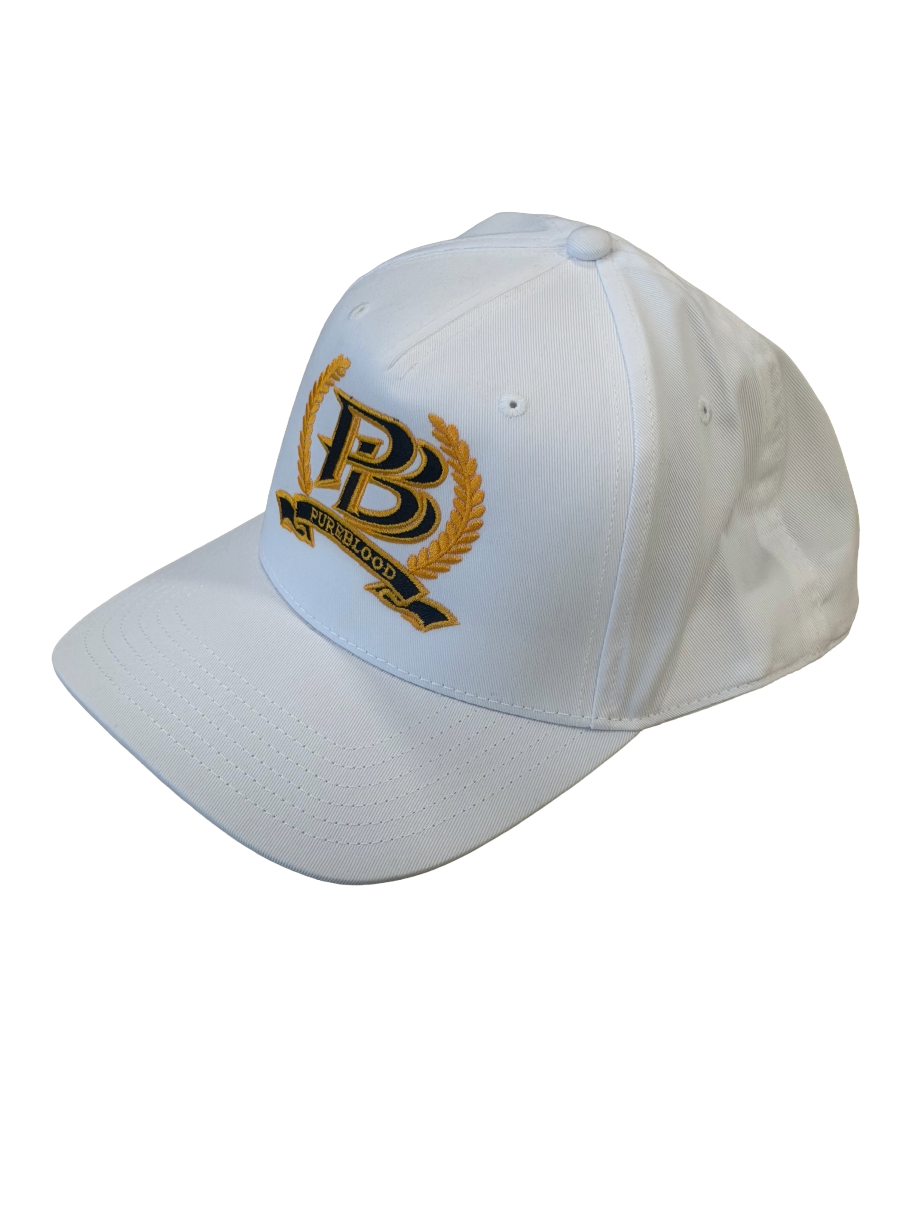 PureBlood Laurel Crest Premium Embroidered Hat – White, Gold & Black Edition