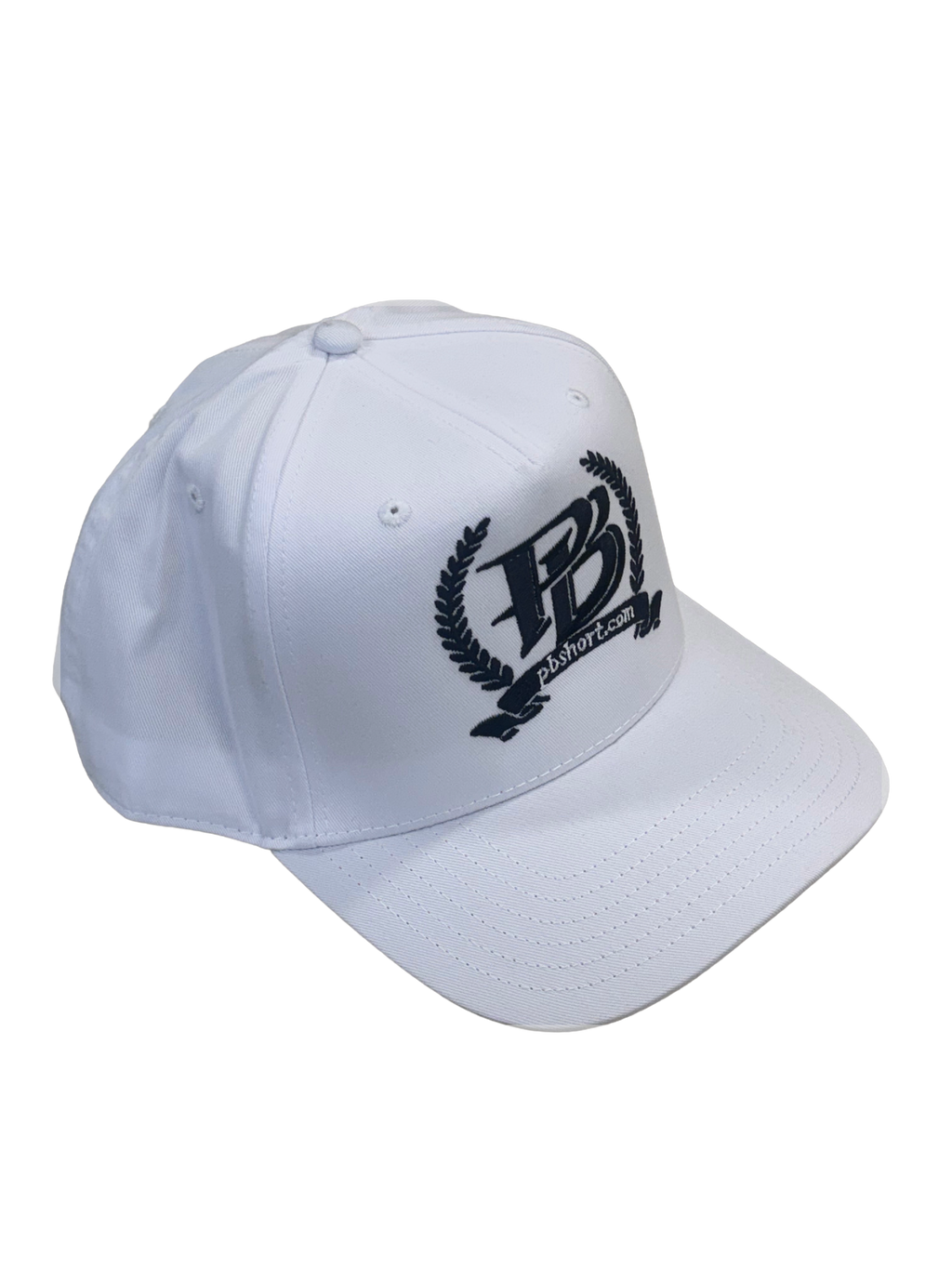 pbshort.com Laurel Crest Premium Embroidered Hat – White & Black Edition