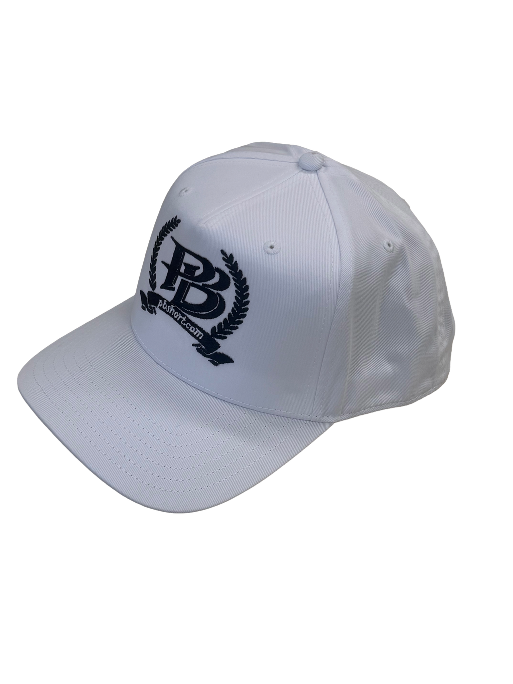 pbshort.com Laurel Crest Premium Embroidered Hat – White & Black Edition