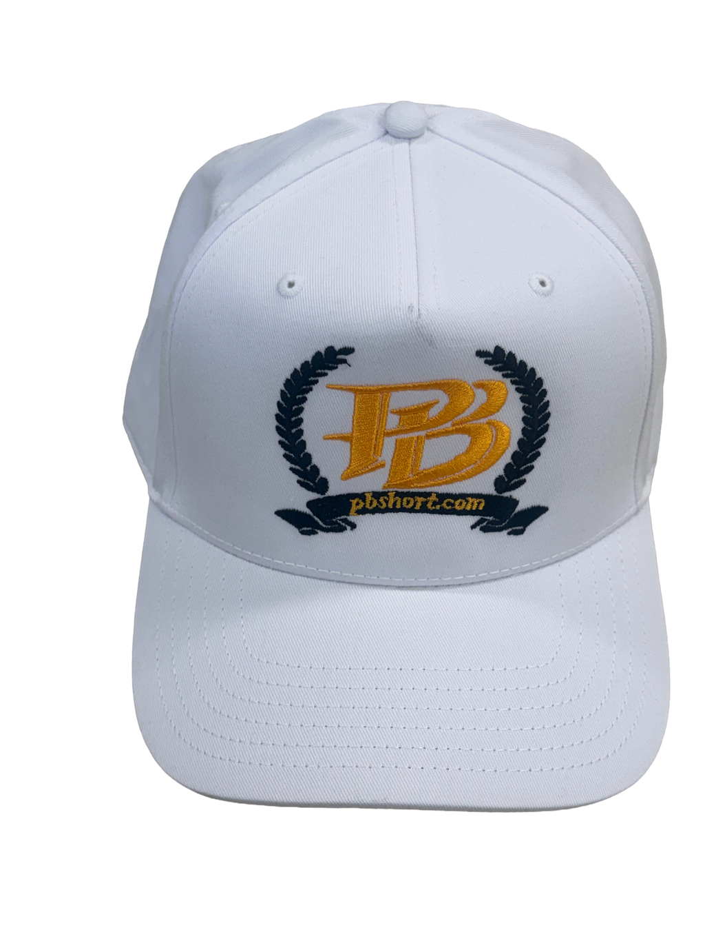 pbshort.com Laurel Crest Premium Embroidered Hat – White, Gold & Black Edition