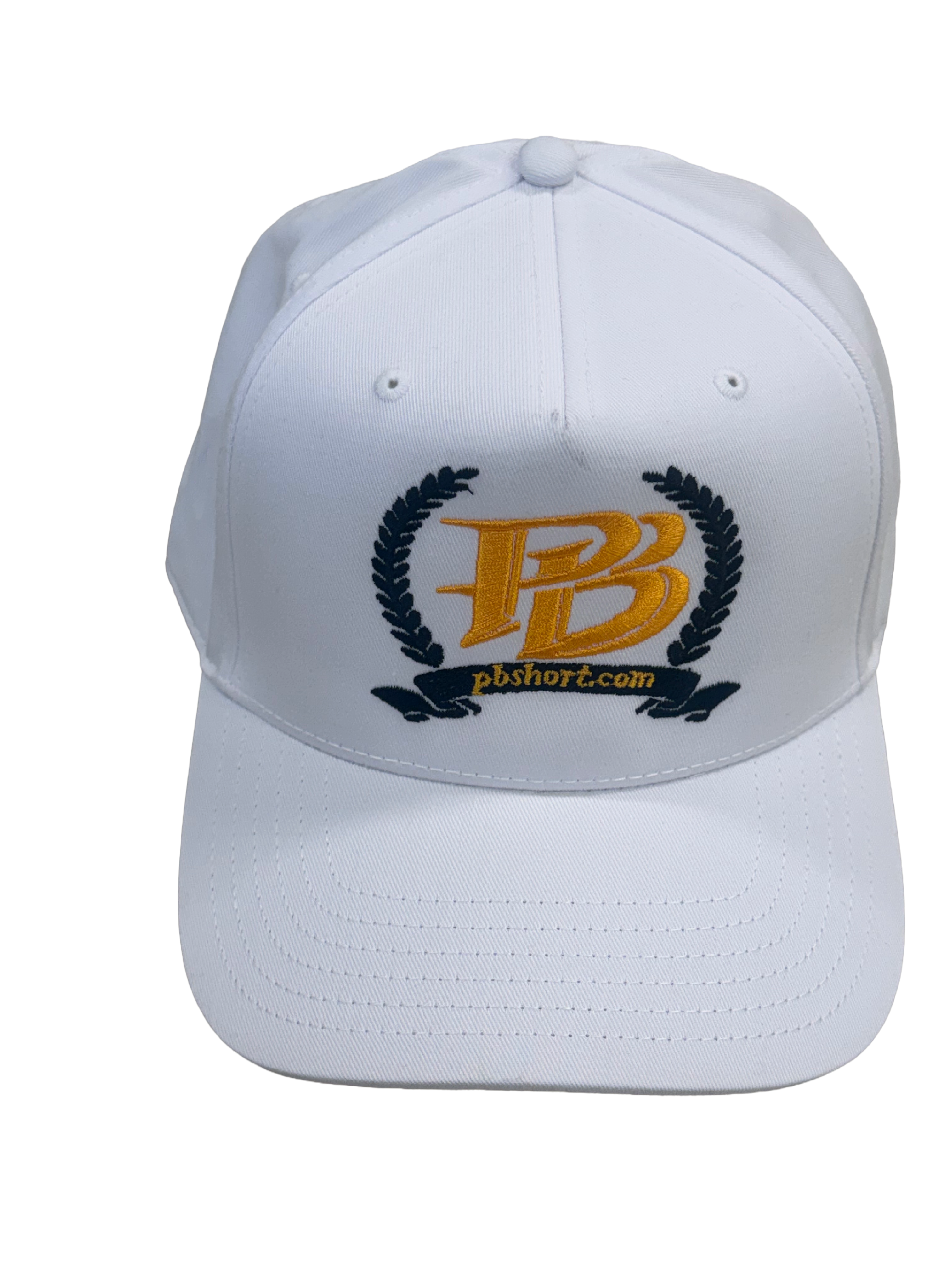 pbshort.com Laurel Crest Premium Embroidered Hat – White, Gold & Black Edition