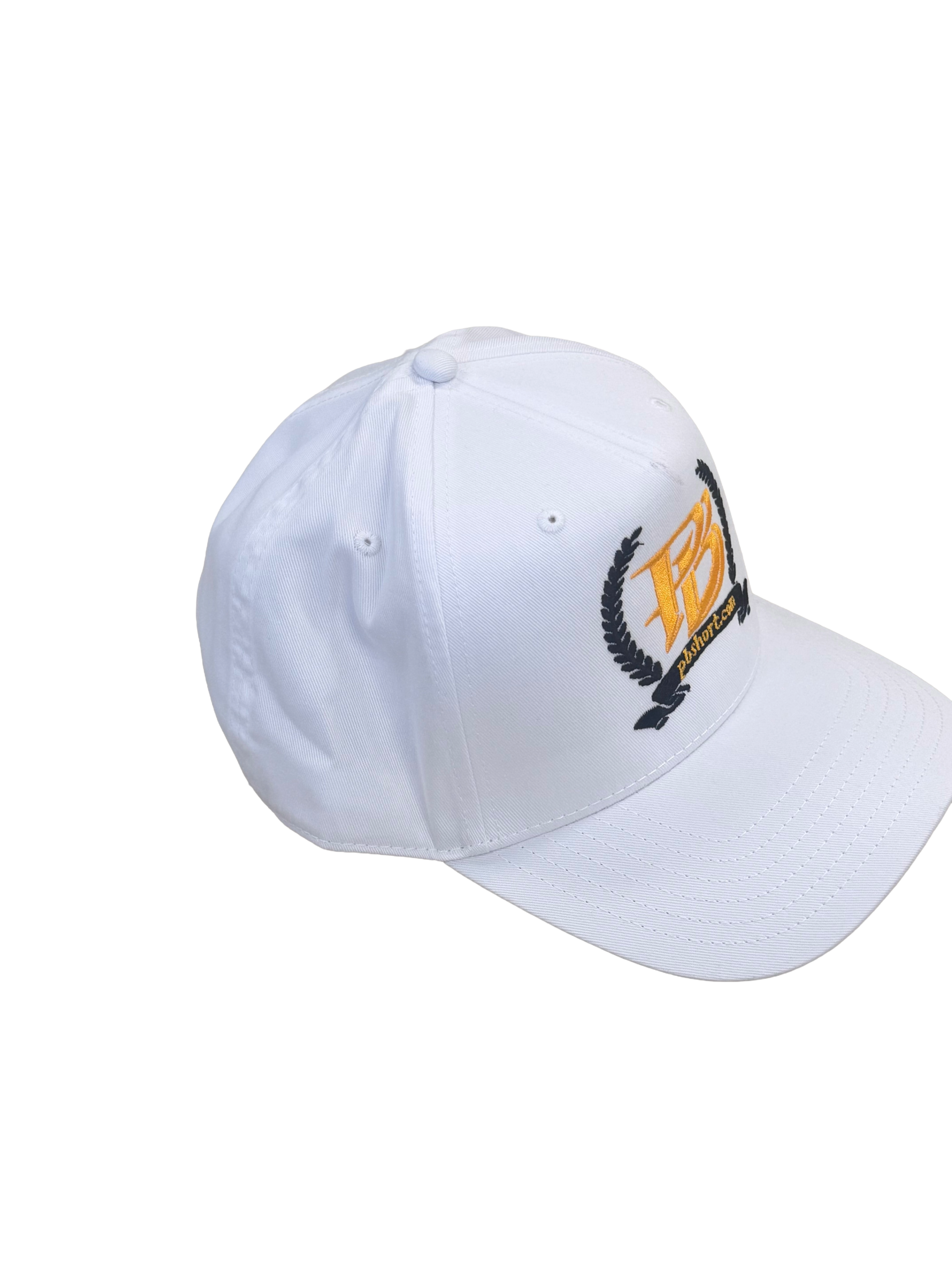 pbshort.com Laurel Crest Premium Embroidered Hat – White, Gold & Black Edition