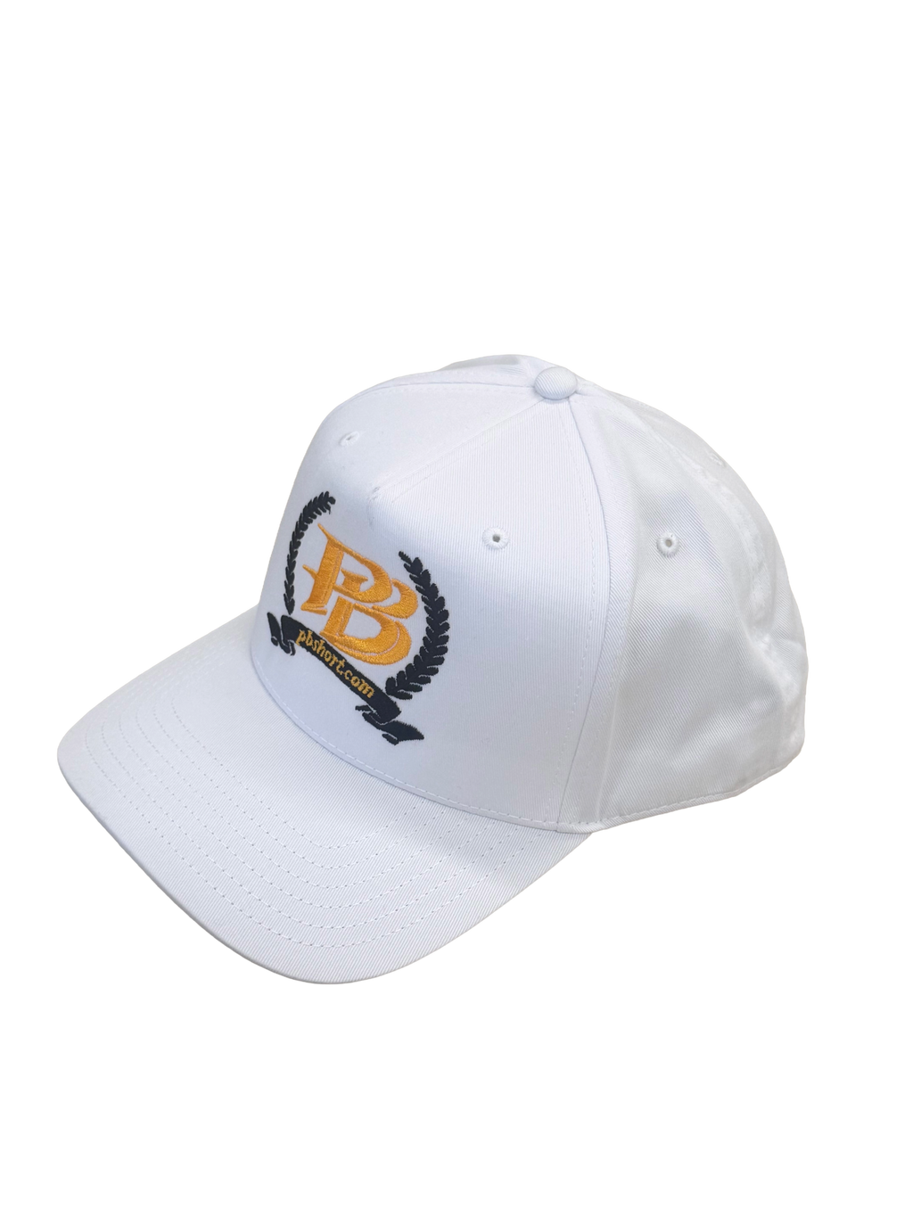 pbshort.com Laurel Crest Premium Embroidered Hat – White, Gold & Black Edition