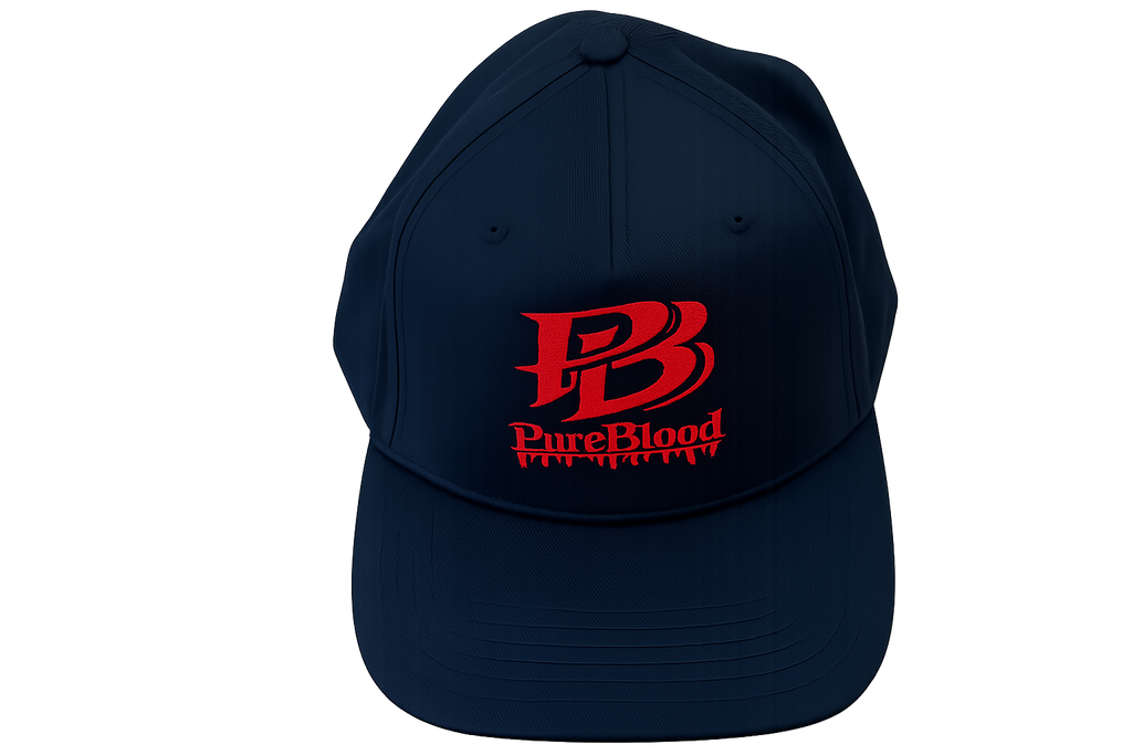 PureBlood Drip – Embroidered Red on Black Hat