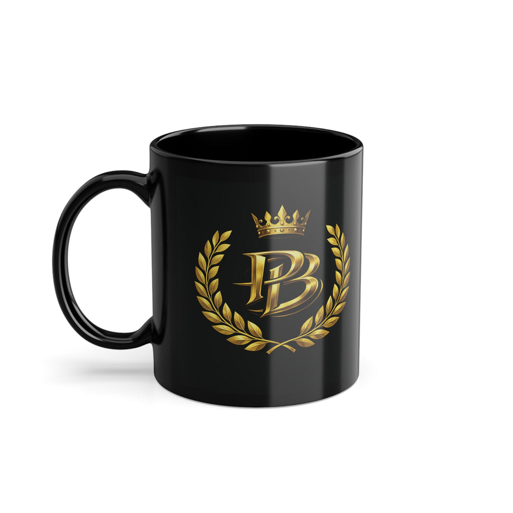 Black 11 oz Coffee Mug – Gold PB Laurel Crown Crest