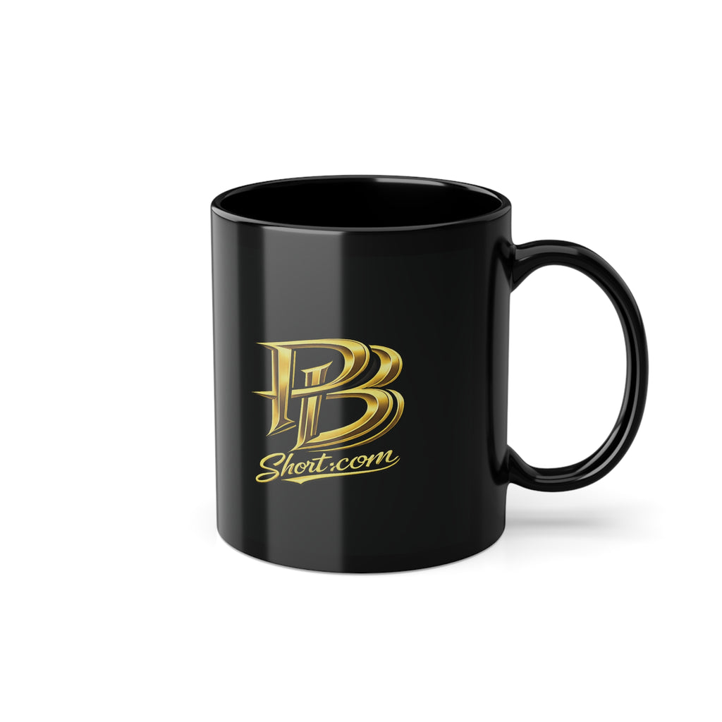 Black 11 oz Coffee Mug – Gold PB Short.com Script