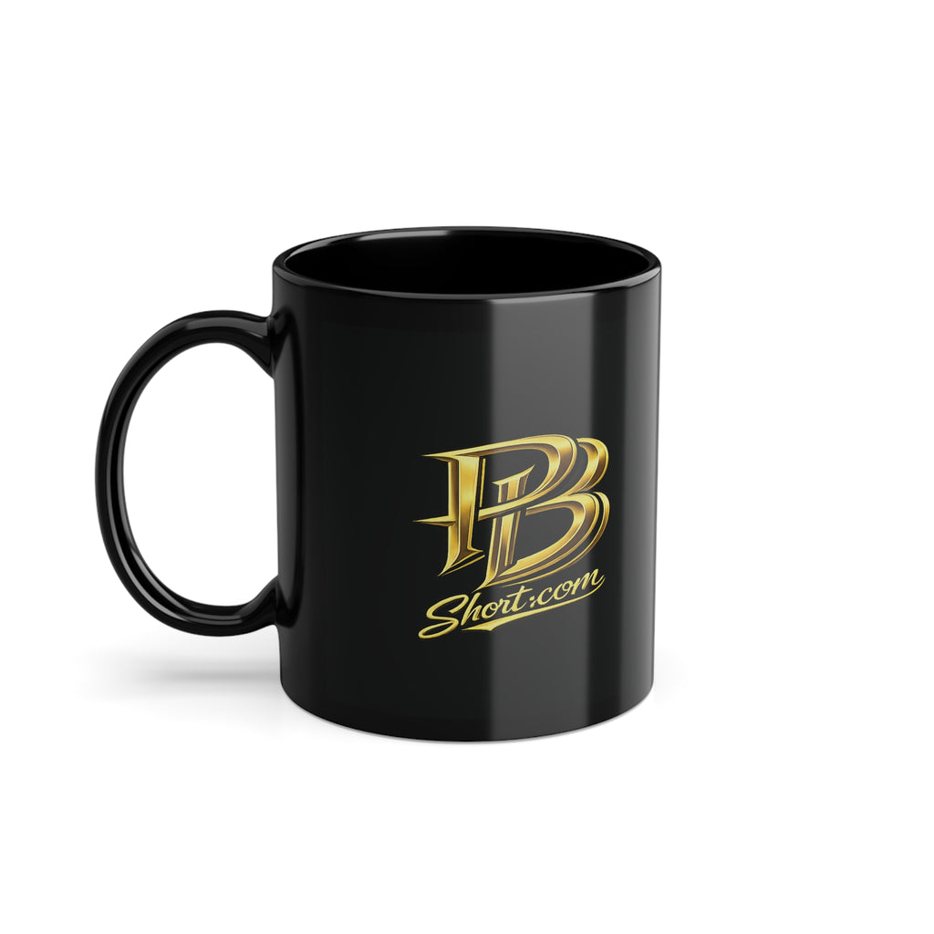 Black 11 oz Coffee Mug – Gold PB Short.com Script