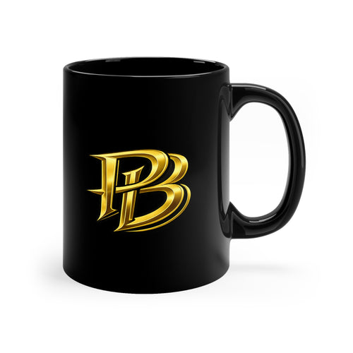 Black 11 oz Coffee Mug – Gold PB Monogram