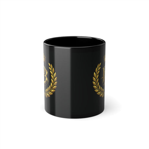 Black 11 oz Coffee Mug – Gold PB Laurel Crown Crest