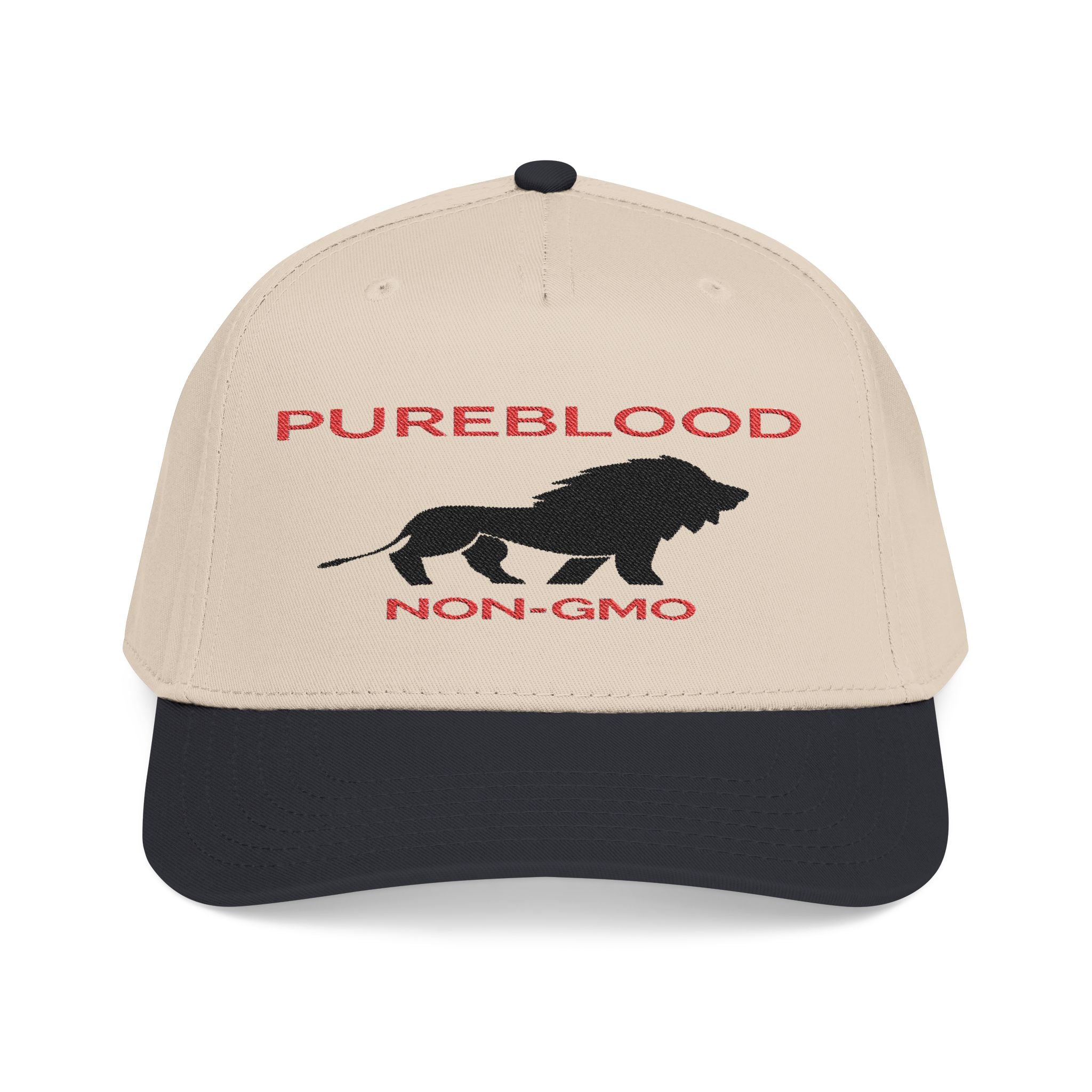 PUREBLOOD NON-GMO Lion — Embroidered OTTO Mid Profile Cap (White)