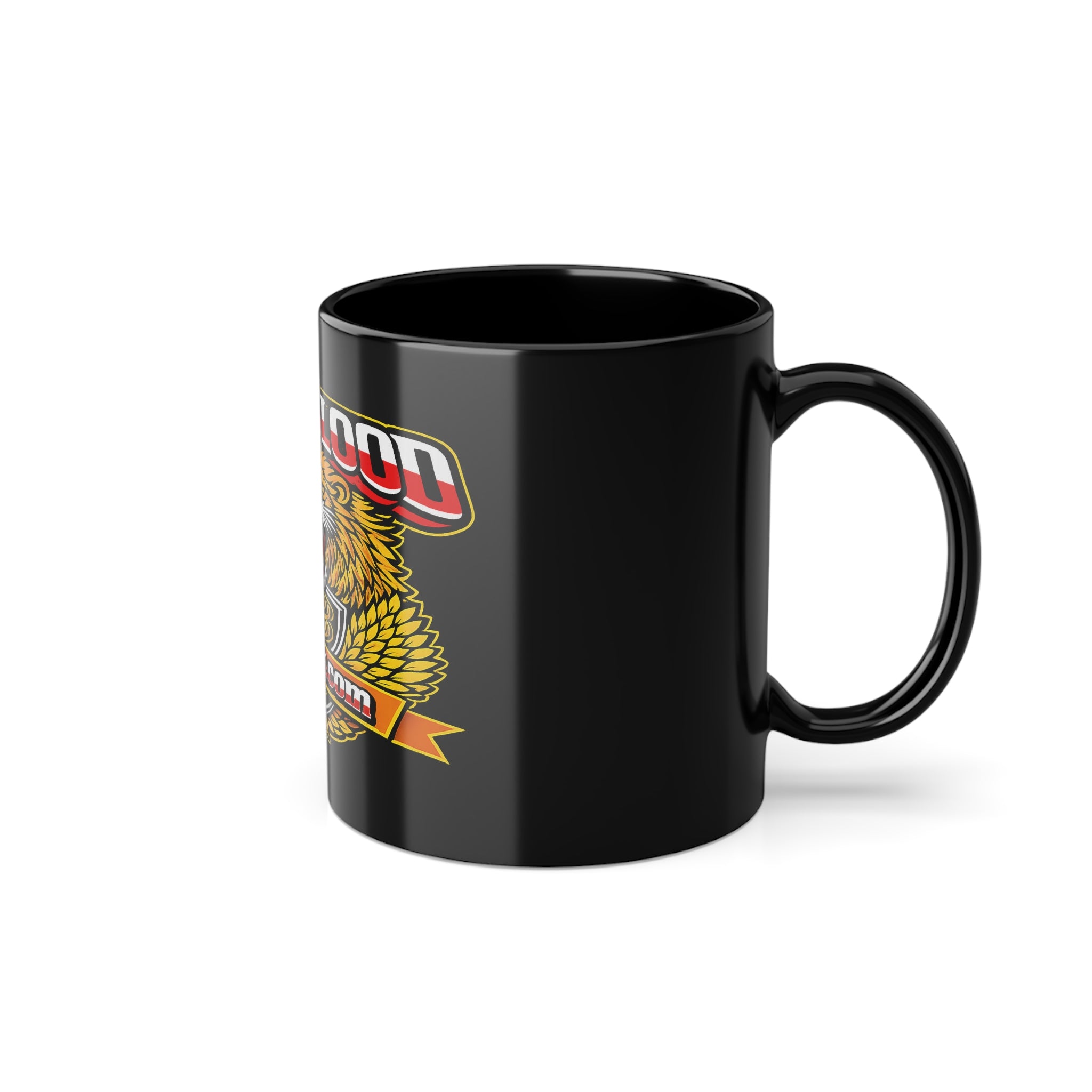 Black Coffee Mug — Fierce Tiger "Pureblood" Graphic, 11oz