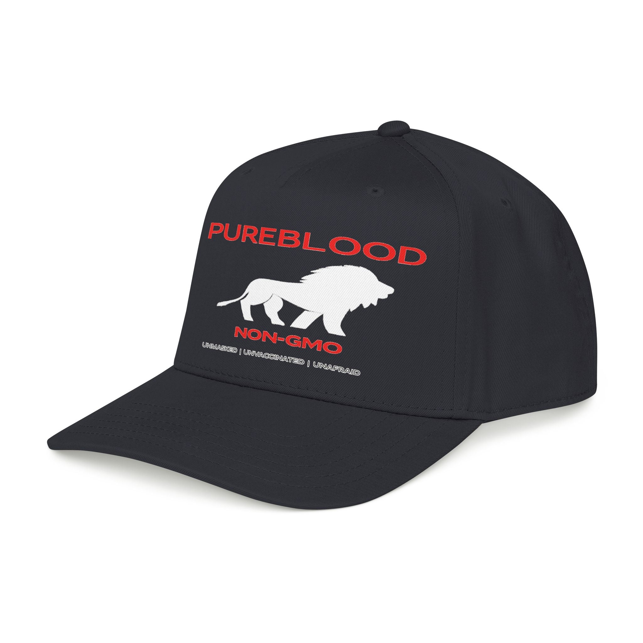 Pureblood Lion Statement — DTF Mid Profile Baseball Cap (Black)