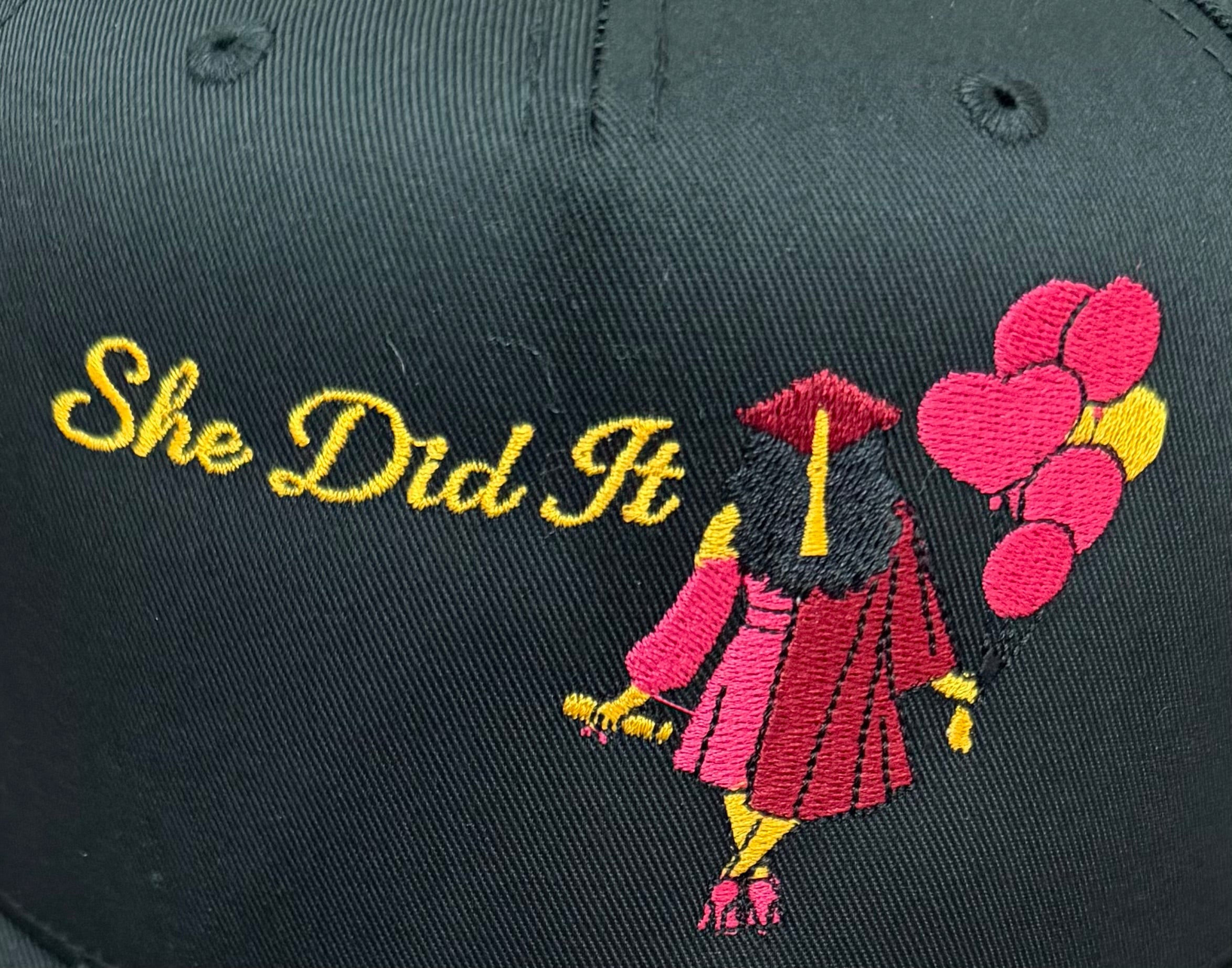 She Did It™ Premium Embroidered Graduation Hat | PB Short Collection